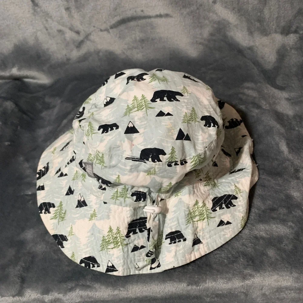 Jan & Jul Bucket Hat Kids L Bear Mountain Blue White Sun Hat